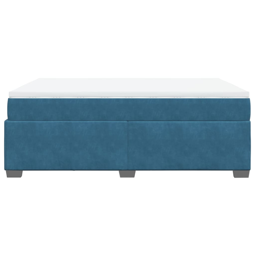 Κρεβάτι Boxspring με Στρώμα Σκούρο Μπλε 160x200 εκ. Βελούδινο - Pakobazaar
