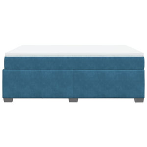 Κρεβάτι Boxspring με Στρώμα Σκούρο Μπλε 160x200 εκ. Βελούδινο - Pakobazaar