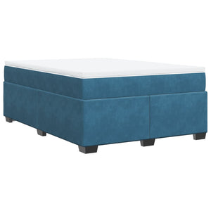 Κρεβάτι Boxspring με Στρώμα Σκούρο Μπλε 160x200 εκ. Βελούδινο - Pakobazaar