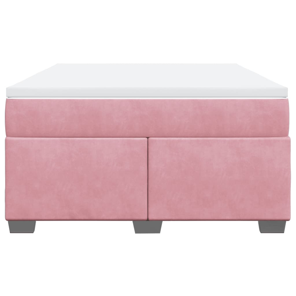 Κρεβάτι Boxspring με Στρώμα Ροζ 160x200 εκ. Βελούδινο - Pakobazaar