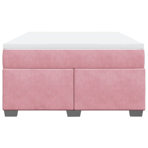 Κρεβάτι Boxspring με Στρώμα Ροζ 160x200 εκ. Βελούδινο - Pakobazaar