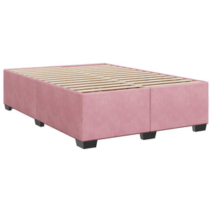 Κρεβάτι Boxspring με Στρώμα Ροζ 160x200 εκ. Βελούδινο - Pakobazaar