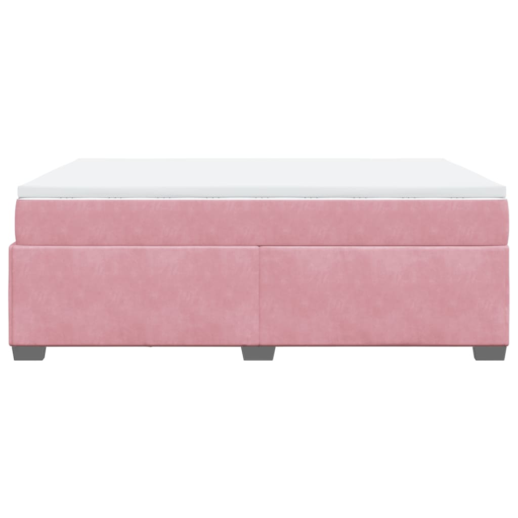 Κρεβάτι Boxspring με Στρώμα Ροζ 160x200 εκ. Βελούδινο - Pakobazaar