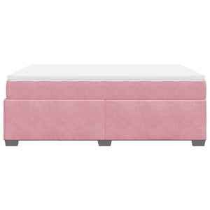 Κρεβάτι Boxspring με Στρώμα Ροζ 160x200 εκ. Βελούδινο - Pakobazaar