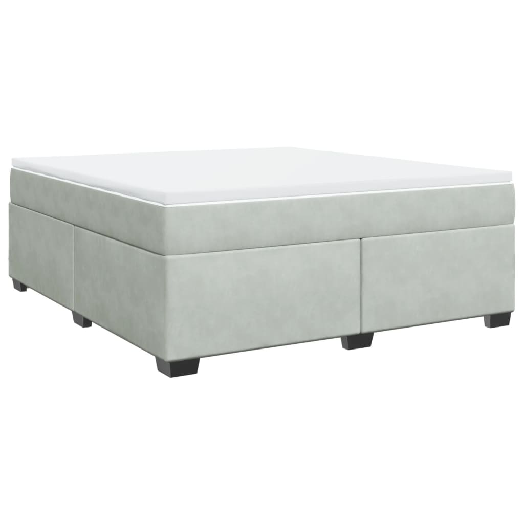 Κρεβάτι Boxspring με Στρώμα Ανοιχτό Γκρι 180x200 εκ. Βελούδινο - Pakobazaar
