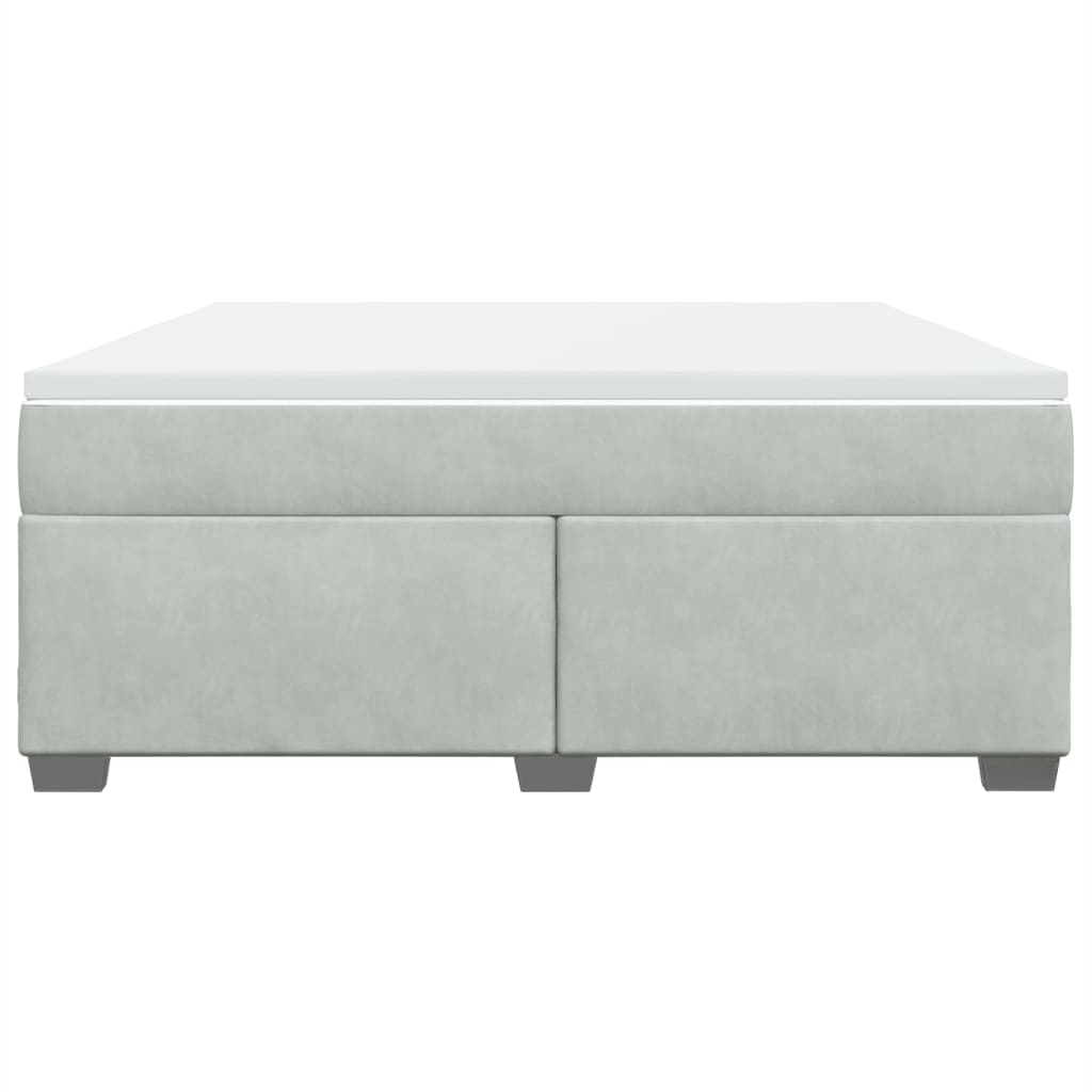 Κρεβάτι Boxspring με Στρώμα Ανοιχτό Γκρι 180x200 εκ. Βελούδινο - Pakobazaar