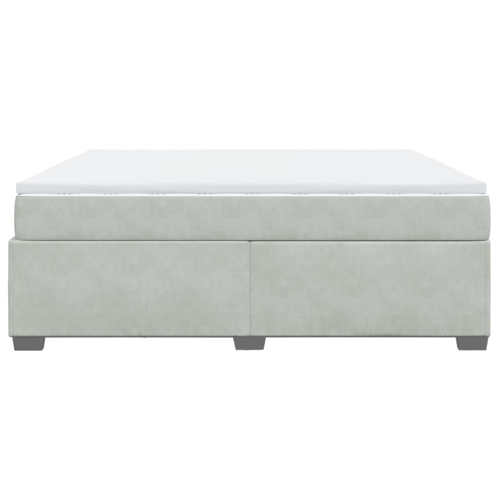 Κρεβάτι Boxspring με Στρώμα Ανοιχτό Γκρι 180x200 εκ. Βελούδινο - Pakobazaar