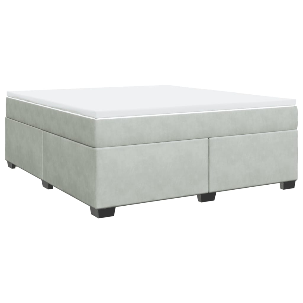 Κρεβάτι Boxspring με Στρώμα Ανοιχτό Γκρι 180x200 εκ. Βελούδινο - Pakobazaar