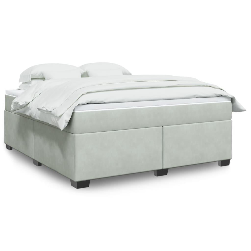Κρεβάτι Boxspring με Στρώμα Ανοιχτό Γκρι 180x200 εκ. Βελούδινο - Pakobazaar