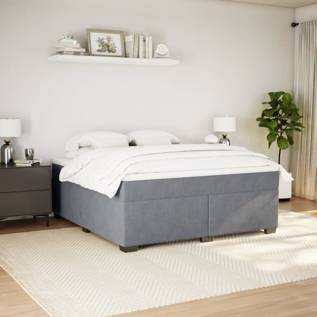 Κρεβάτι Boxspring με Στρώμα Σκούρο Γκρι 180x200 εκ. Βελούδινο