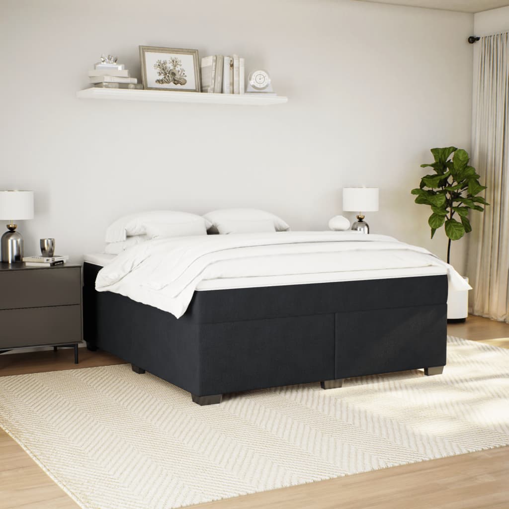Κρεβάτι Boxspring με Στρώμα Μαύρο 180x200 εκ. Βελούδινο