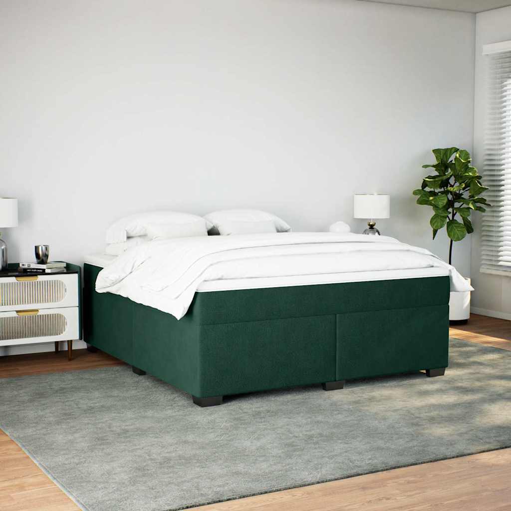 Κρεβάτι Boxspring με Στρώμα Σκούρο Πράσινο 180x200εκ. Βελούδινο