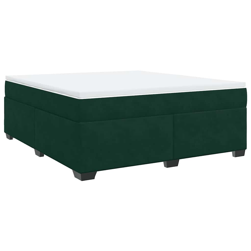 Κρεβάτι Boxspring με Στρώμα Σκούρο Πράσινο 180x200εκ. Βελούδινο