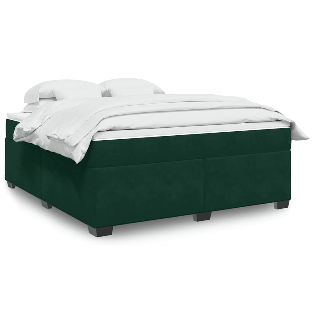 Κρεβάτι Boxspring με Στρώμα Σκούρο Πράσινο 180x200εκ. Βελούδινο
