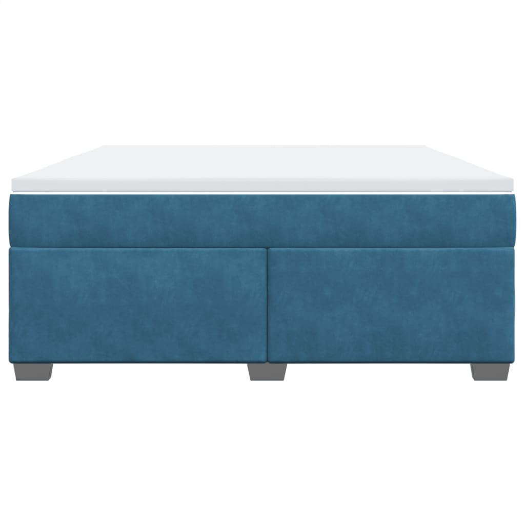 Κρεβάτι Boxspring με Στρώμα Σκούρο Μπλε 180x200 εκ. Βελούδινο