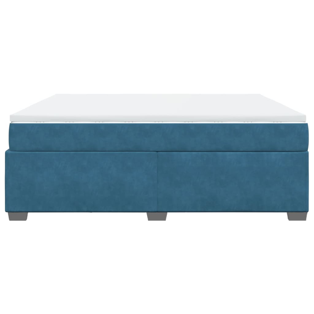 Κρεβάτι Boxspring με Στρώμα Σκούρο Μπλε 180x200 εκ. Βελούδινο