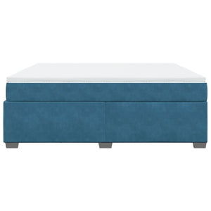 Κρεβάτι Boxspring με Στρώμα Σκούρο Μπλε 180x200 εκ. Βελούδινο