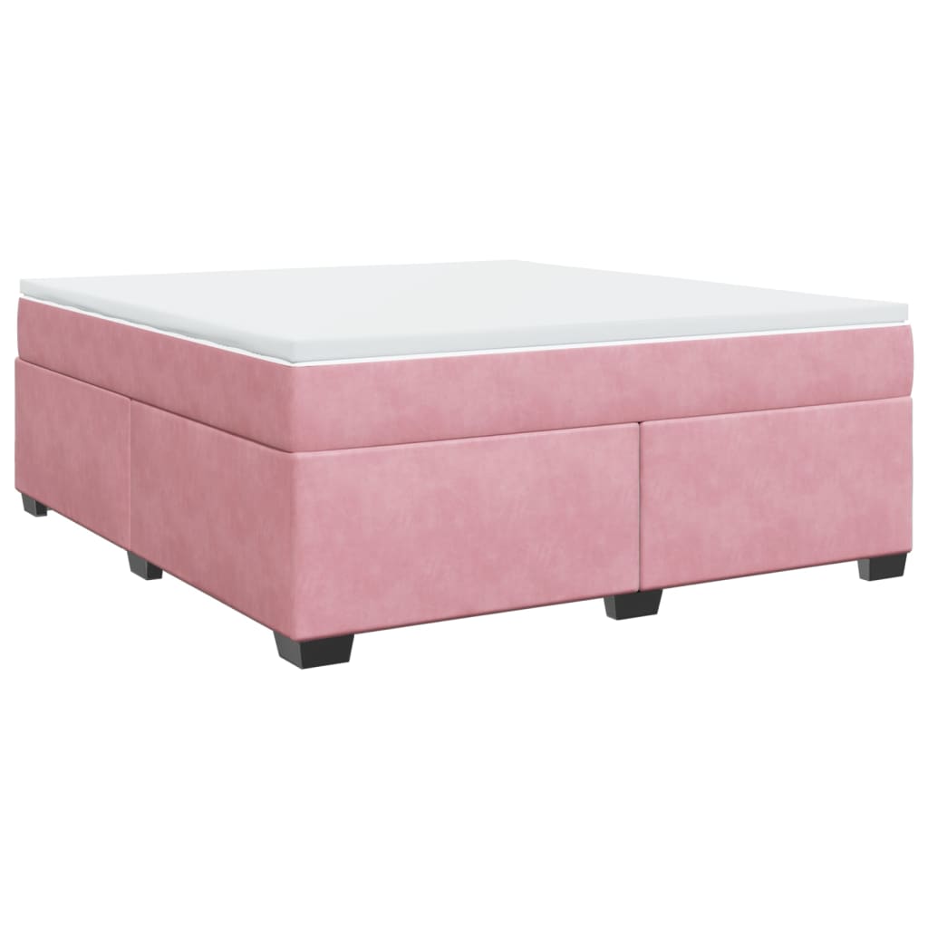 Κρεβάτι Boxspring με Στρώμα Ροζ 180x200 εκ. Βελούδινο