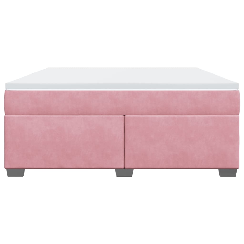 Κρεβάτι Boxspring με Στρώμα Ροζ 180x200 εκ. Βελούδινο