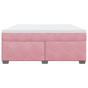 Κρεβάτι Boxspring με Στρώμα Ροζ 180x200 εκ. Βελούδινο