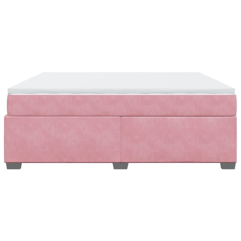 Κρεβάτι Boxspring με Στρώμα Ροζ 180x200 εκ. Βελούδινο