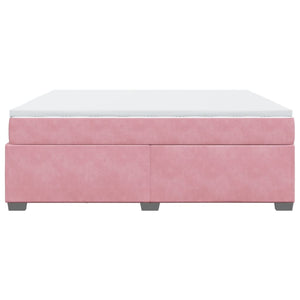 Κρεβάτι Boxspring με Στρώμα Ροζ 180x200 εκ. Βελούδινο