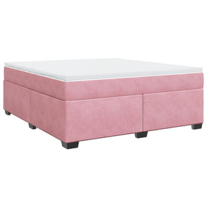 Κρεβάτι Boxspring με Στρώμα Ροζ 180x200 εκ. Βελούδινο
