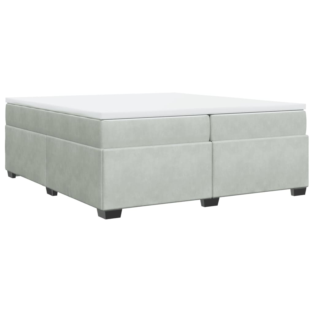 Κρεβάτι Boxspring με Στρώμα Ανοιχτό Γκρι 200x200 εκ. Βελούδινο
