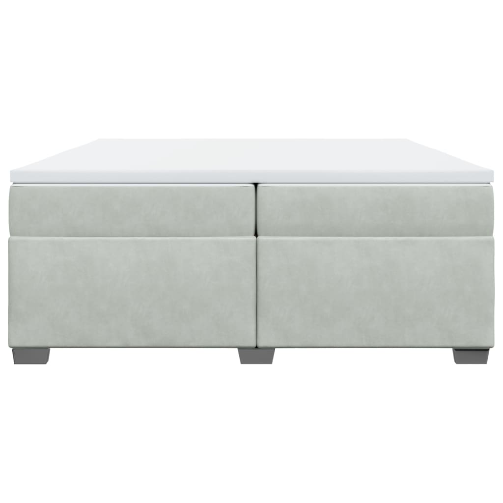 Κρεβάτι Boxspring με Στρώμα Ανοιχτό Γκρι 200x200 εκ. Βελούδινο