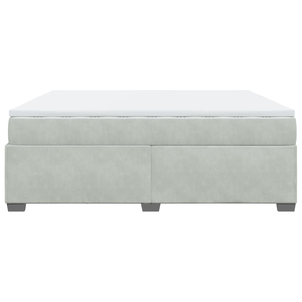 Κρεβάτι Boxspring με Στρώμα Ανοιχτό Γκρι 200x200 εκ. Βελούδινο