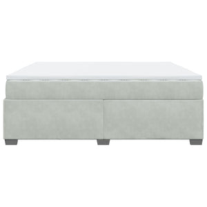 Κρεβάτι Boxspring με Στρώμα Ανοιχτό Γκρι 200x200 εκ. Βελούδινο