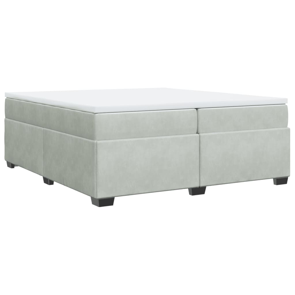 Κρεβάτι Boxspring με Στρώμα Ανοιχτό Γκρι 200x200 εκ. Βελούδινο