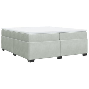 Κρεβάτι Boxspring με Στρώμα Ανοιχτό Γκρι 200x200 εκ. Βελούδινο