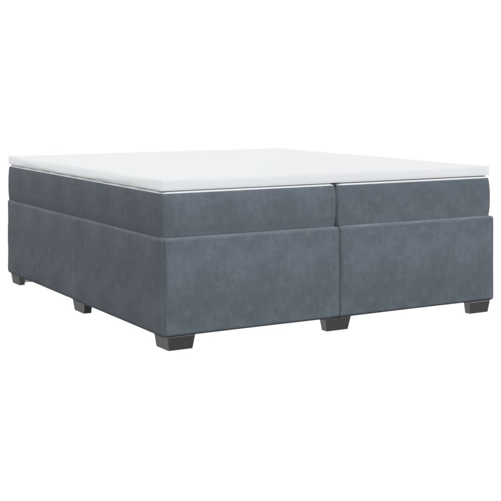 Κρεβάτι Boxspring με Στρώμα Σκούρο Γκρι 200x200 εκ. Βελούδινο