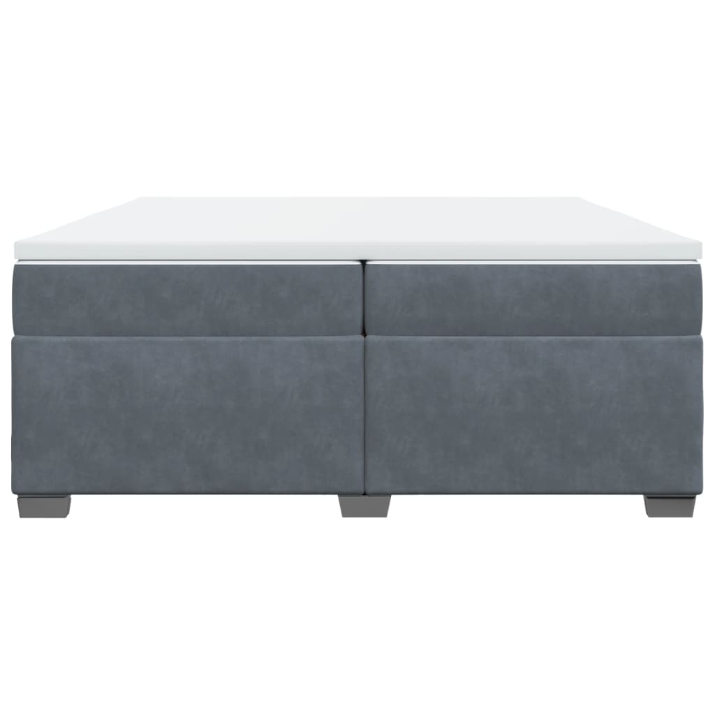 Κρεβάτι Boxspring με Στρώμα Σκούρο Γκρι 200x200 εκ. Βελούδινο
