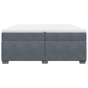 Κρεβάτι Boxspring με Στρώμα Σκούρο Γκρι 200x200 εκ. Βελούδινο
