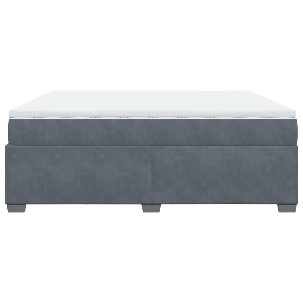 Κρεβάτι Boxspring με Στρώμα Σκούρο Γκρι 200x200 εκ. Βελούδινο
