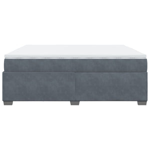 Κρεβάτι Boxspring με Στρώμα Σκούρο Γκρι 200x200 εκ. Βελούδινο