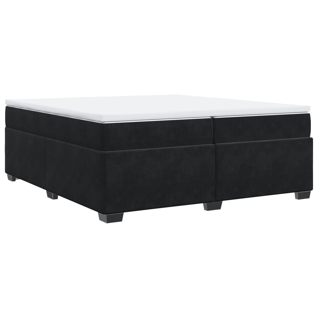 Κρεβάτι Boxspring με Στρώμα Μαύρο 200x200 εκ. Βελούδινο