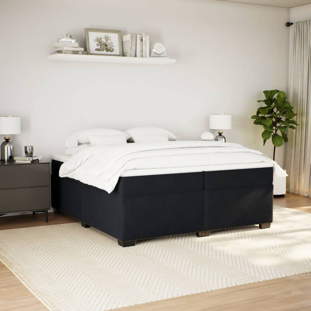 Κρεβάτι Boxspring με Στρώμα Μαύρο 200x200 εκ. Βελούδινο