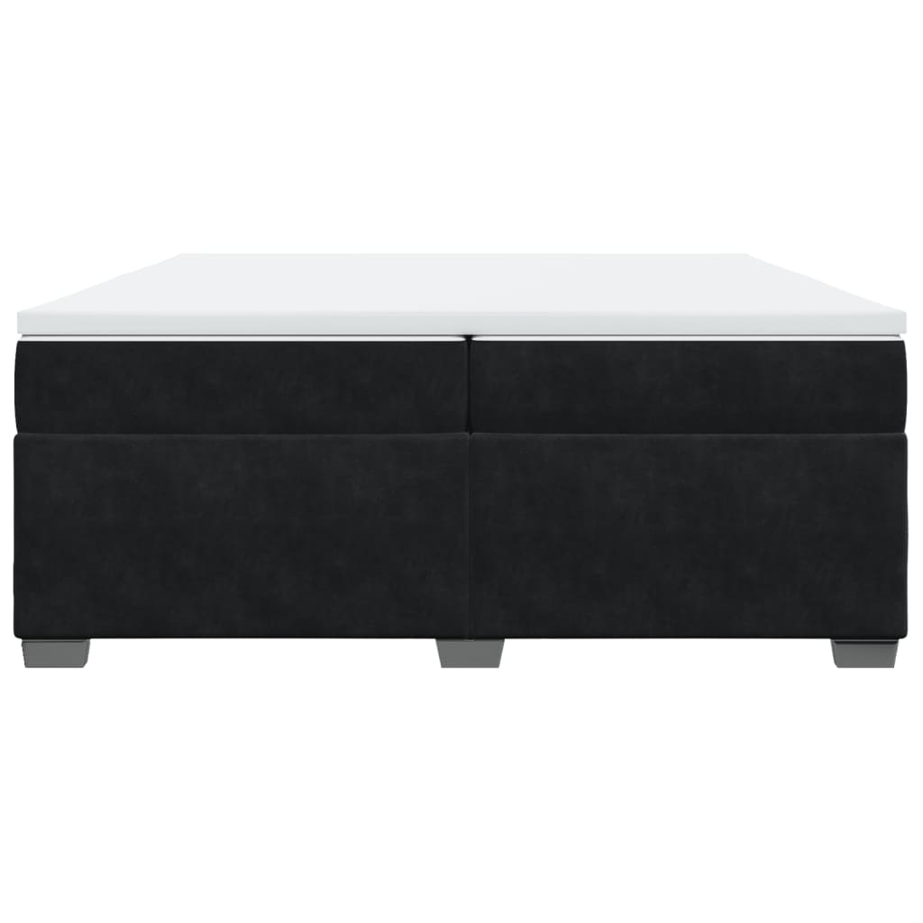Κρεβάτι Boxspring με Στρώμα Μαύρο 200x200 εκ. Βελούδινο