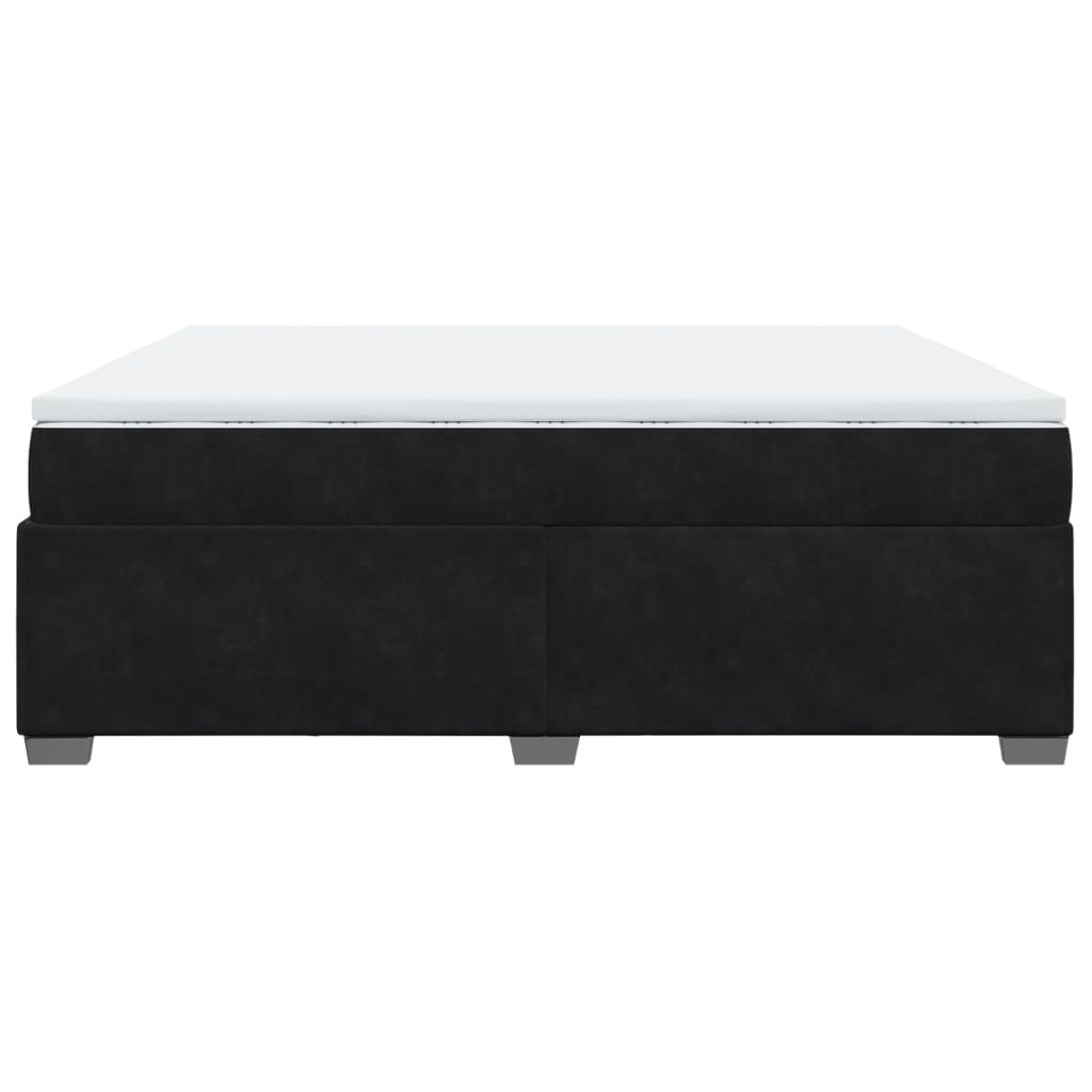 Κρεβάτι Boxspring με Στρώμα Μαύρο 200x200 εκ. Βελούδινο