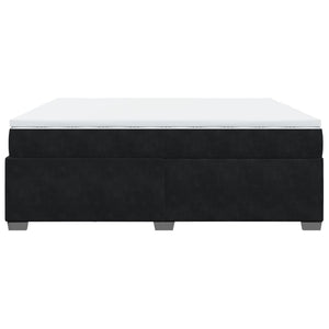 Κρεβάτι Boxspring με Στρώμα Μαύρο 200x200 εκ. Βελούδινο