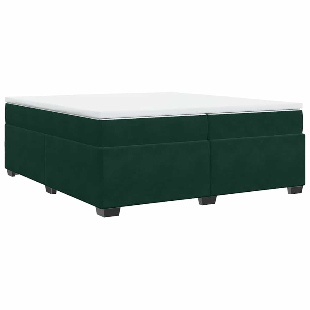 Κρεβάτι Boxspring με Στρώμα Σκούρο Πράσινο 200x200εκ. Βελούδινο