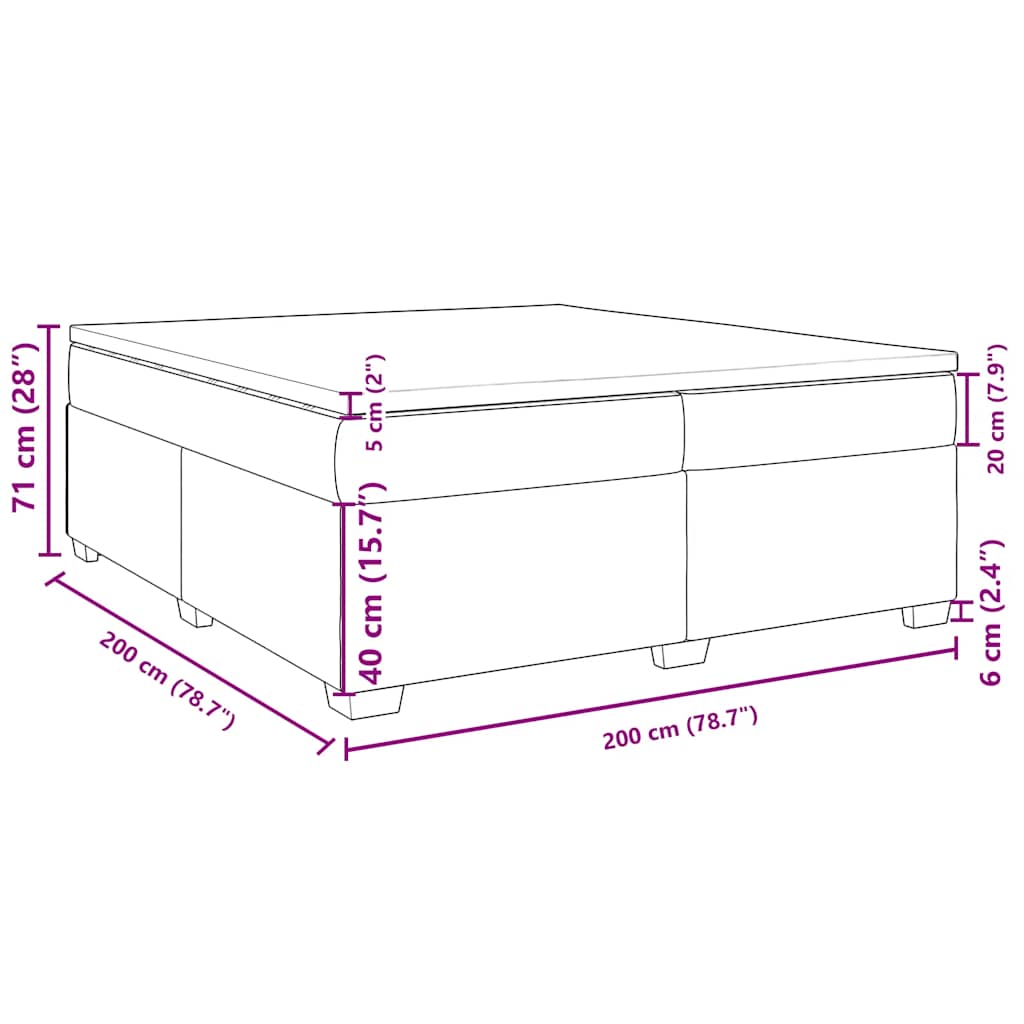 Κρεβάτι Boxspring με Στρώμα Σκούρο Πράσινο 200x200εκ. Βελούδινο
