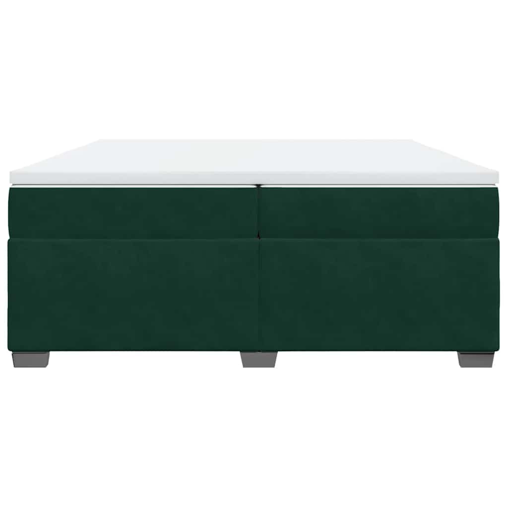 Κρεβάτι Boxspring με Στρώμα Σκούρο Πράσινο 200x200εκ. Βελούδινο