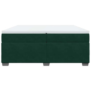 Κρεβάτι Boxspring με Στρώμα Σκούρο Πράσινο 200x200εκ. Βελούδινο