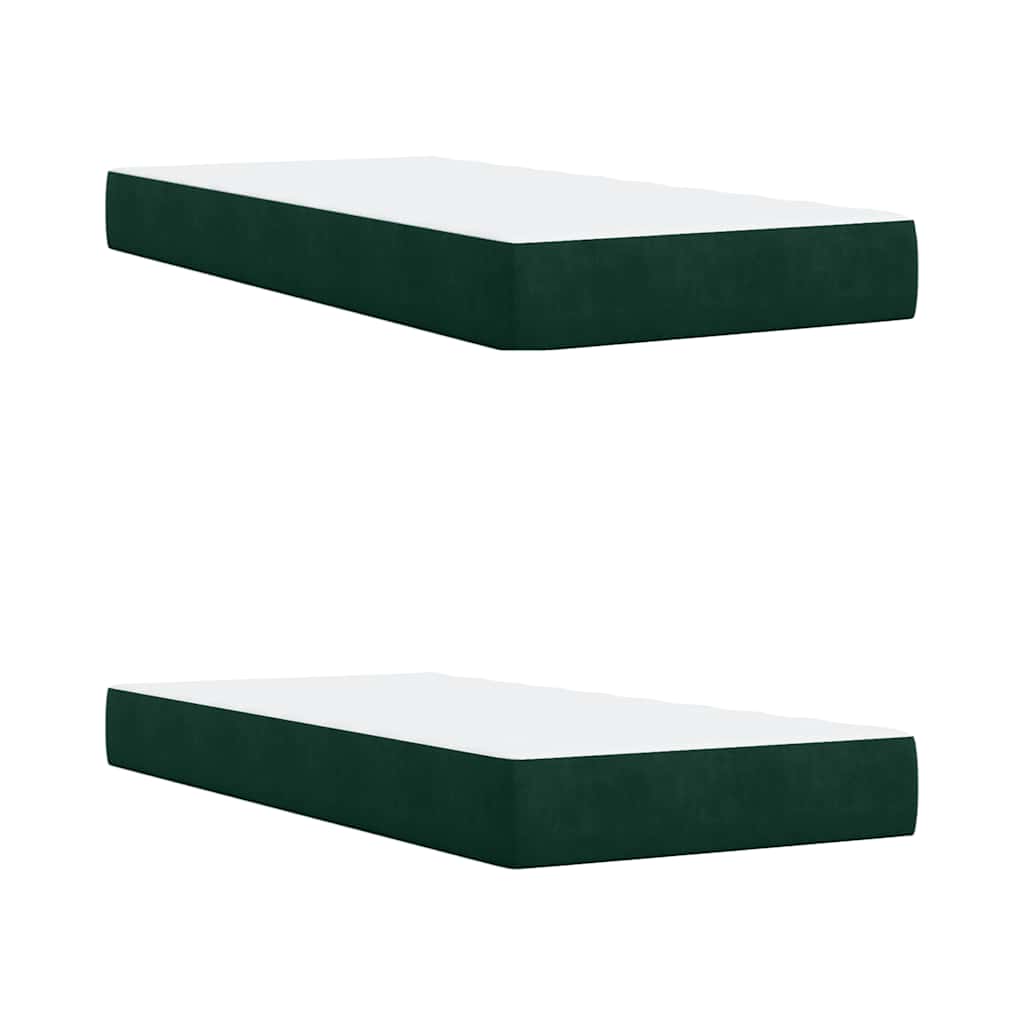 Κρεβάτι Boxspring με Στρώμα Σκούρο Πράσινο 200x200εκ. Βελούδινο