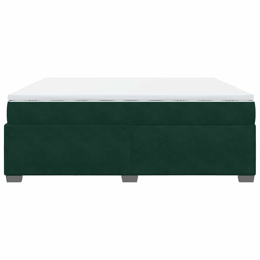Κρεβάτι Boxspring με Στρώμα Σκούρο Πράσινο 200x200εκ. Βελούδινο