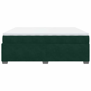 Κρεβάτι Boxspring με Στρώμα Σκούρο Πράσινο 200x200εκ. Βελούδινο